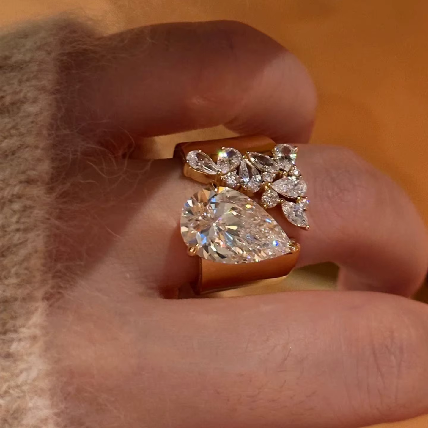 Bagues en diamant brillant à double tête pour femmes