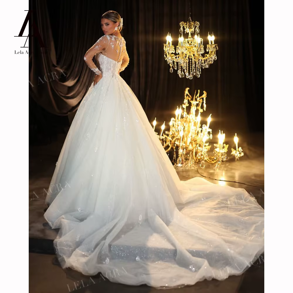 Magnifique robe de mariée 2 en 1 2026 Appliques fleurs 3D a-ligne princesse