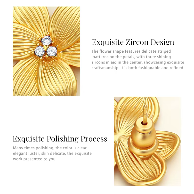 VAROLE luxe boucles d'oreilles florales pour femmes délicat brillant pétale Design avec zircon cubique couleur or bijoux