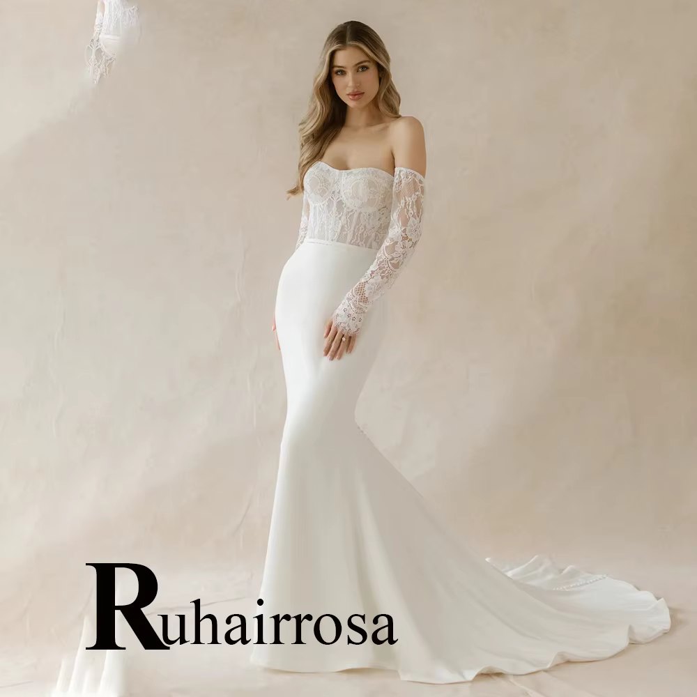 Ruhair charmante robes de mariée à épaules dénudées