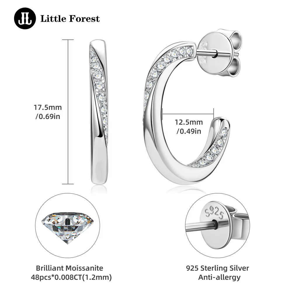 Vinregem 3EX VVS1 D couleur véritable Moissanite diamants pierres précieuses boucles d'oreilles clous 925 en argent Sterling bijoux fins avec GRA vente en gros