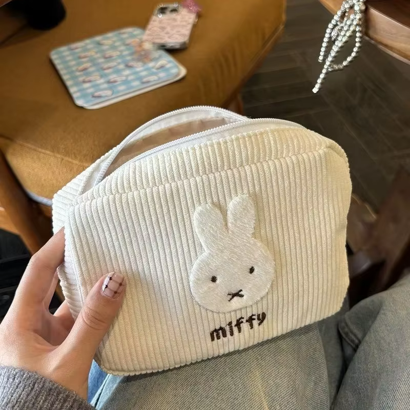 Miffy Kawaii – sac à cosmétiques en velours côtelé