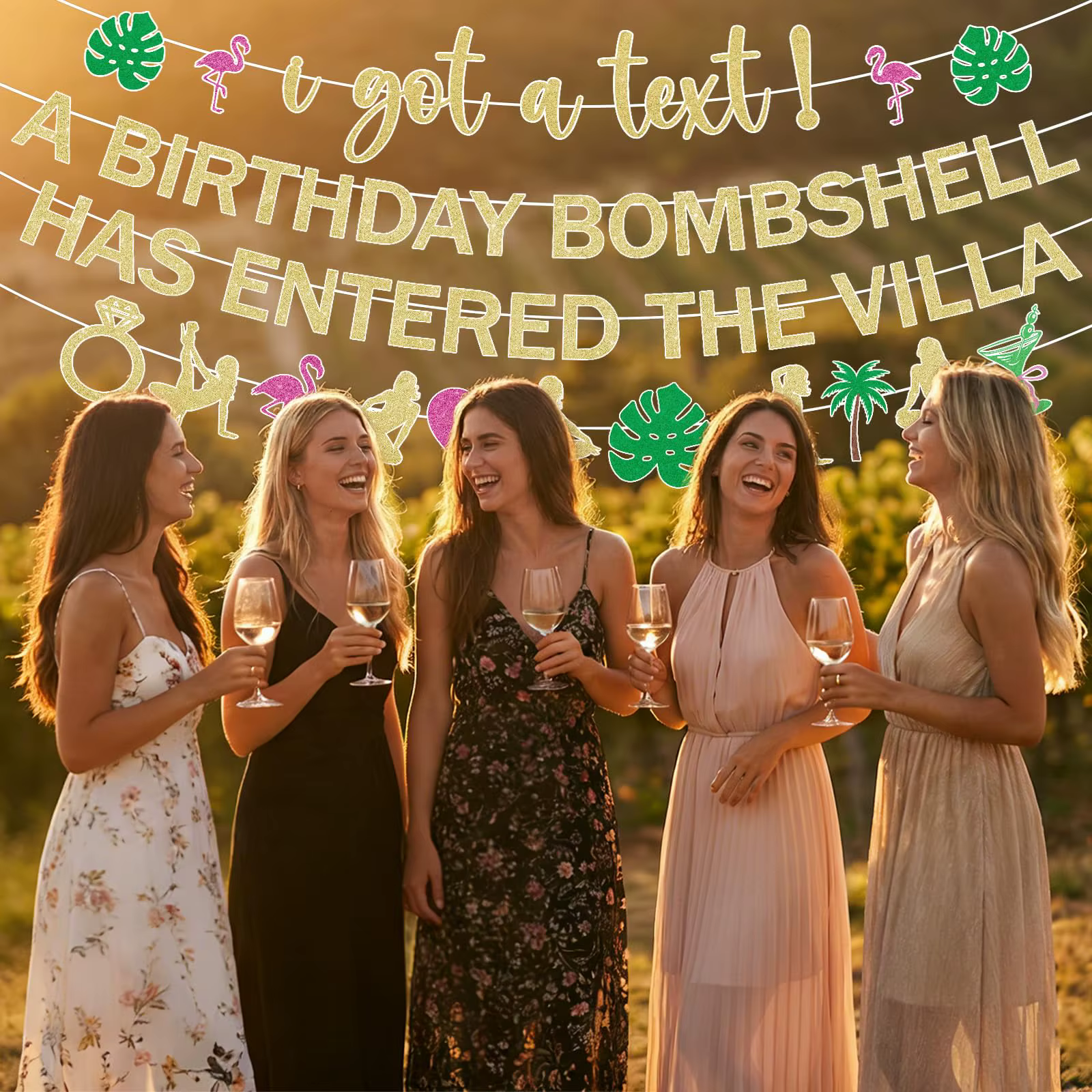 Décorations de fête des demoiselles d'honneur Glitter Love Island - Bannière décorative « Une bombe est arrivée dans la