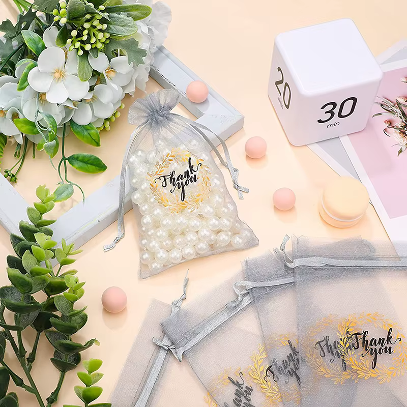 50pcs sac cadeau de remerciement sac de bijoux de broderie élégant sac de faveur de fête
