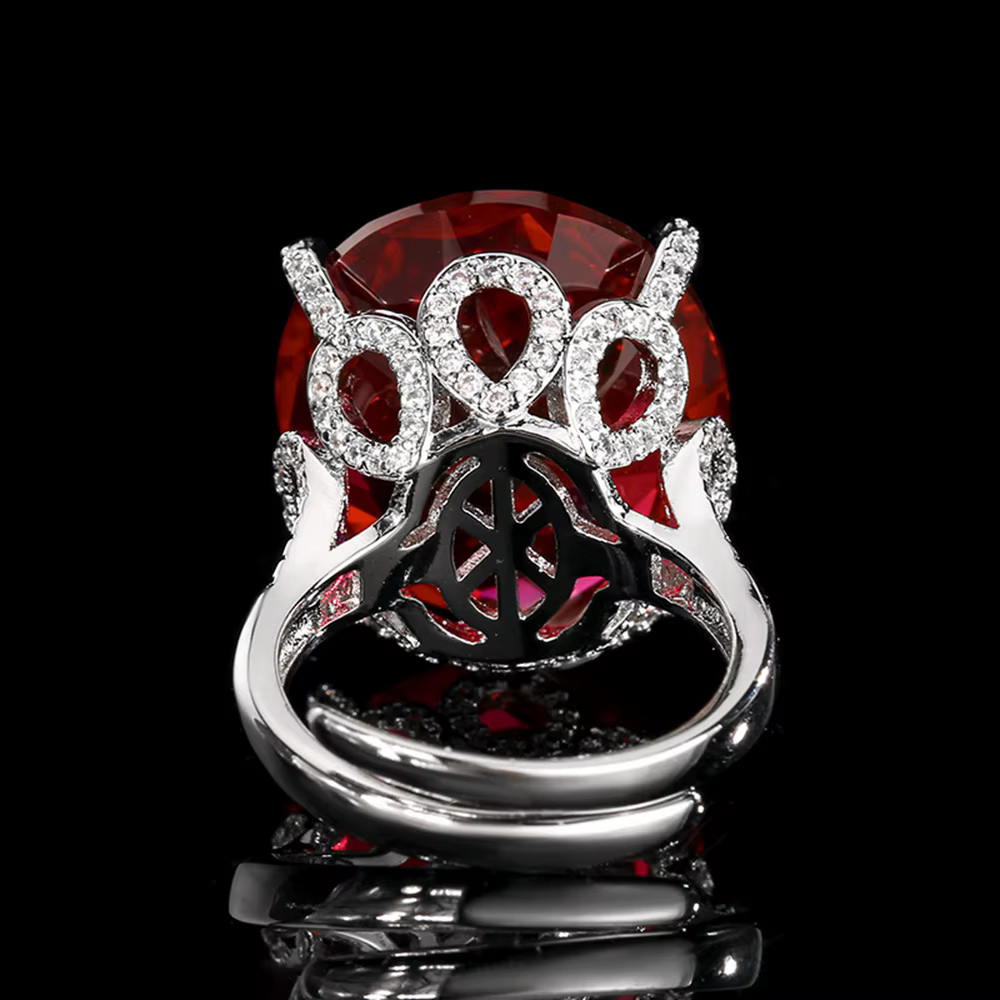 Vinregem 18*20 MM coupe ovale laboratoire créé rubis saphir gemmes Vintage ouvert réglable anneau anniversaire cadeau bijoux fins en gros