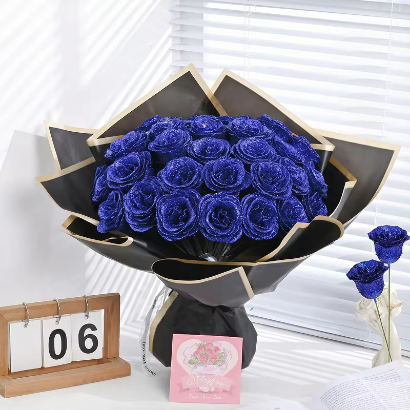 Bouquet de roses à paillettes