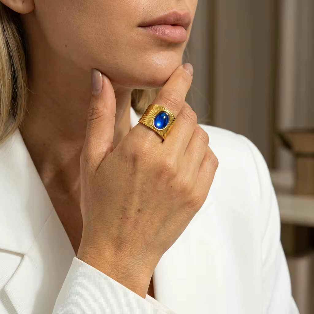 Bague ouverte vintage française en nacre pour femme