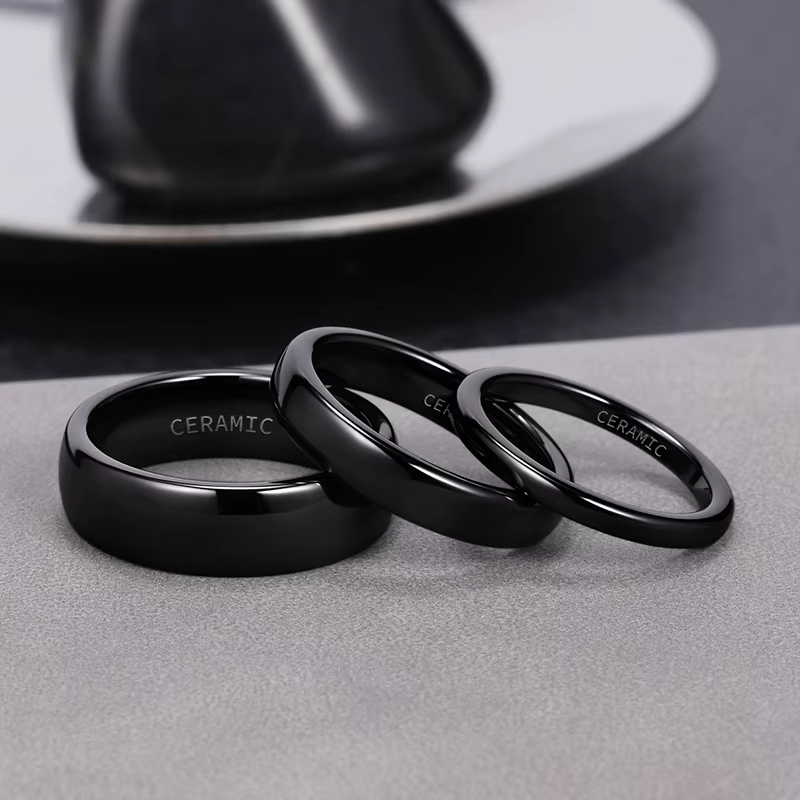 Kolmnsta 2/4/6mm noir brossé mode bague en céramique femmes hommes anneaux de mariage bande de fiançailles femme bijoux