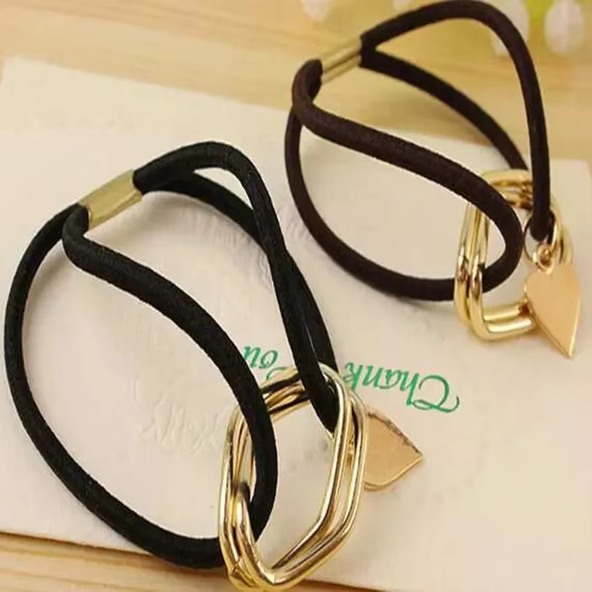 Nouveau Corde de tête géométrique anneau de cheveux fait à la main pendentif en alliage accessoires