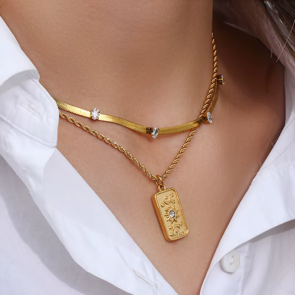 Collier de Tarot en acier inoxydable pour femmes