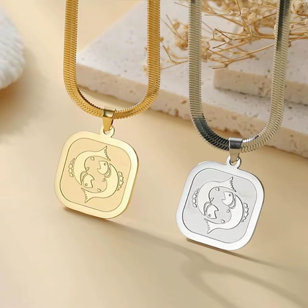 Skyrim-Collier du Zodiaque en Acier Inoxydable pour Femme