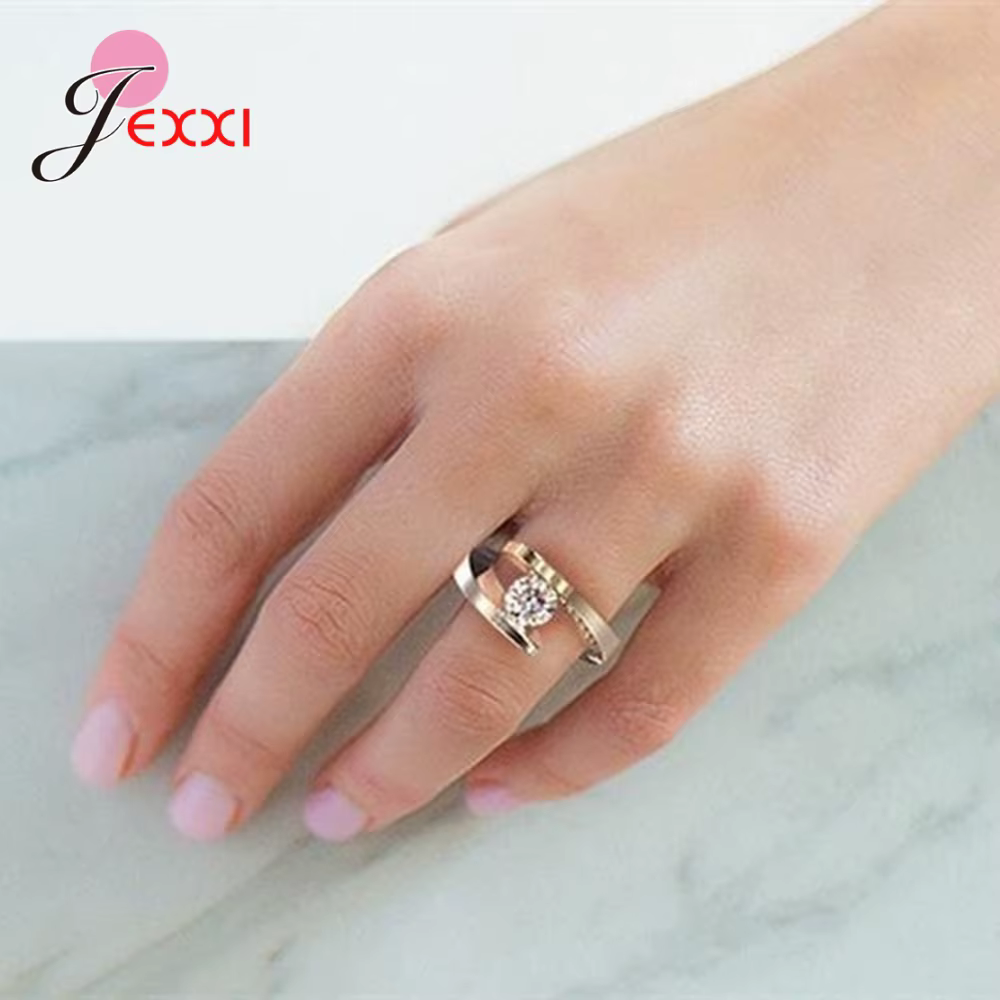 Bagues de mariée de luxe taille 6 7 8 9 10 nouvelle princesse 925 en argent Sterling couleur or Rose femmes strass couronne bijoux de fiançailles