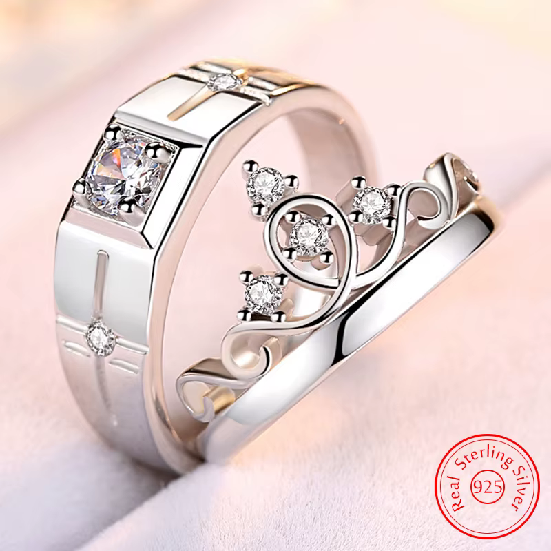 Bagues de Couple en argent Sterling 925 pour femmes et hommes