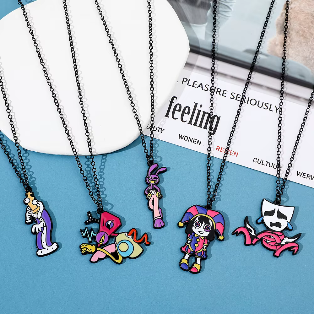 Collier Kawaii de la série The Amazing Digital Circus - Bijou en métal émaillé tendance