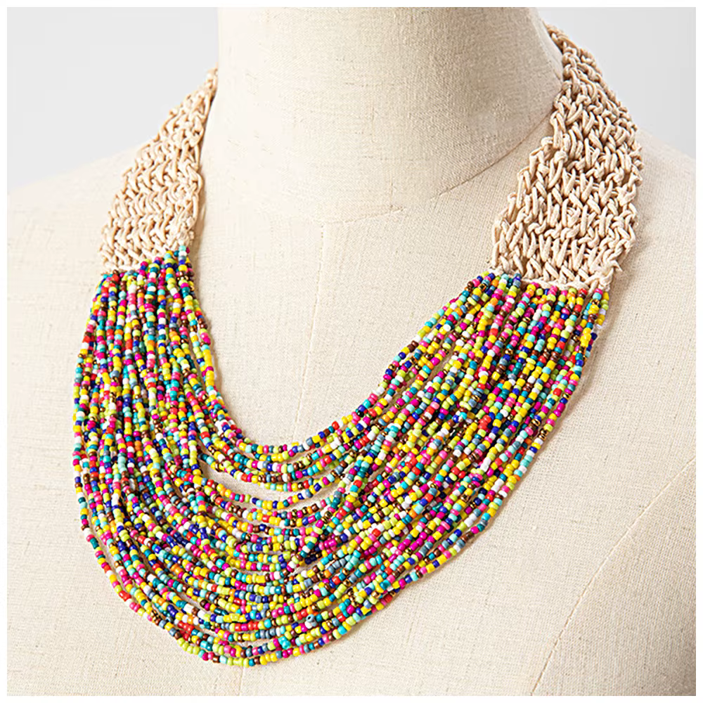 KAYMEN mode fait à la main petits brins de perles collier déclaration bohême