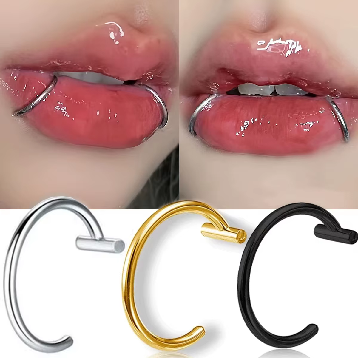 Anneau de lèvre factice en forme de C en acier inoxydable 304