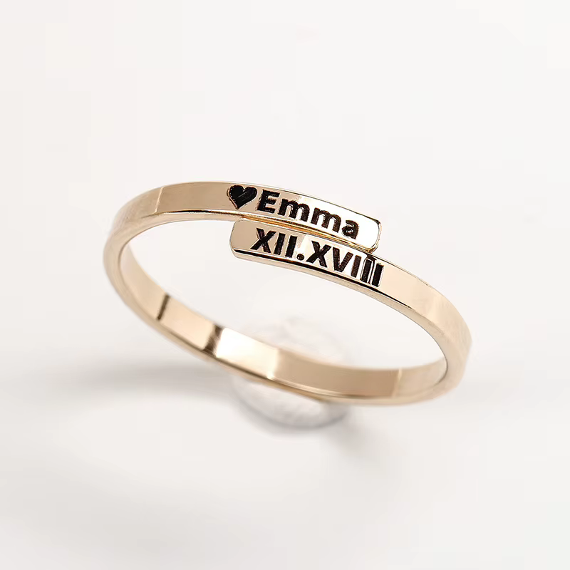Bague avec lettres personnalisées en argent 925