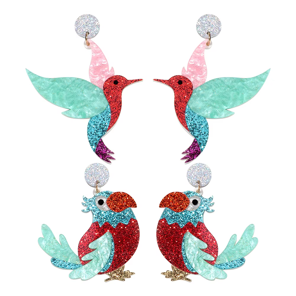 Boucles d'oreilles pendantes amusantes en acrylique scintillant