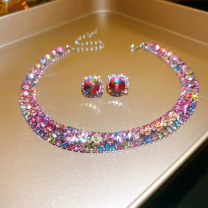 LENNIK – collier et boucles d'oreilles en diamant de couleur pour femmes