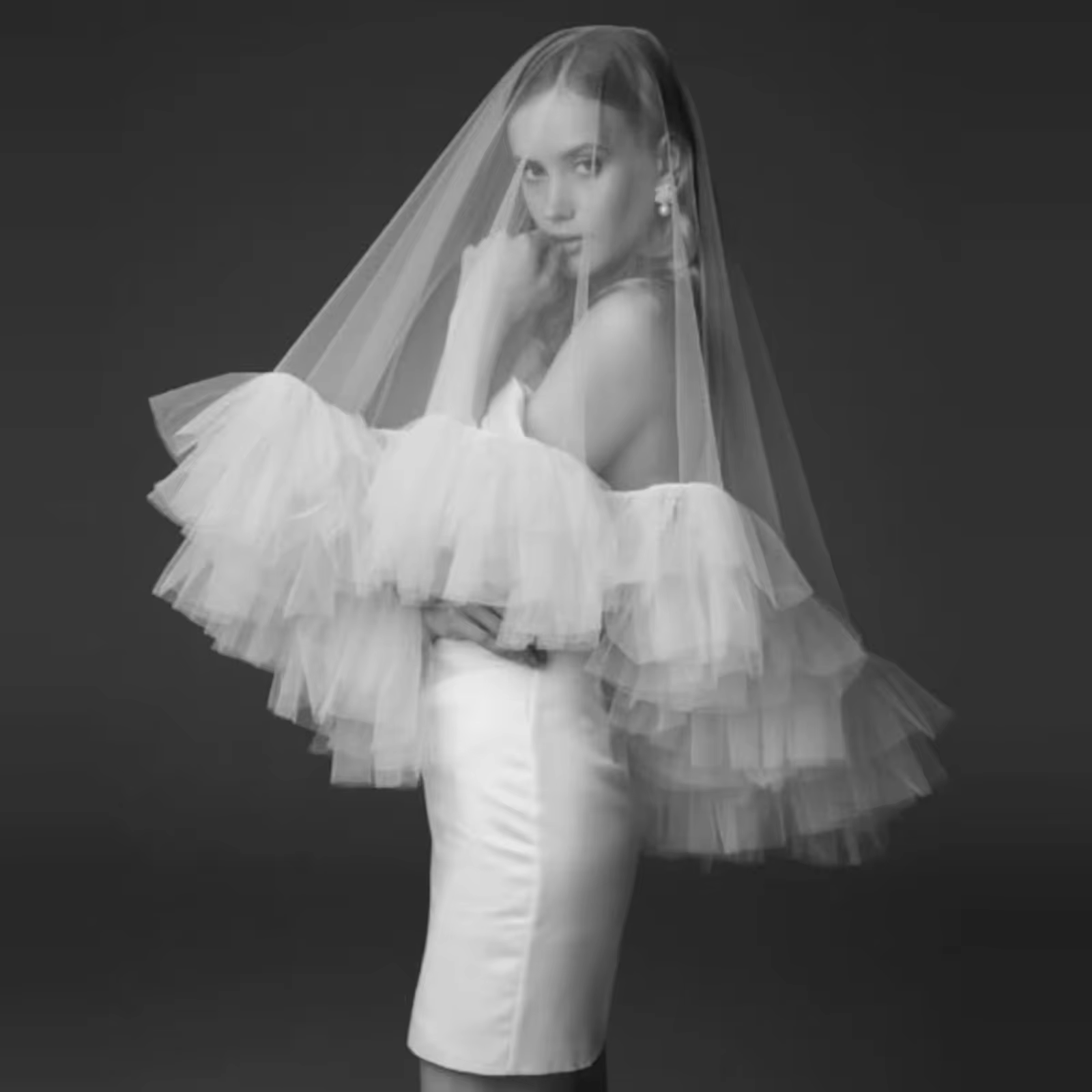 Voile de mariage court 2 couches voiles de mariée couverture visage fard à joues longueur du coude