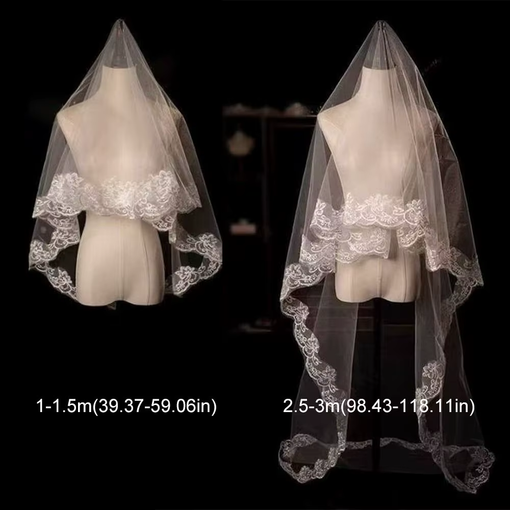 Voile de mariée en dentelle à fleurs
