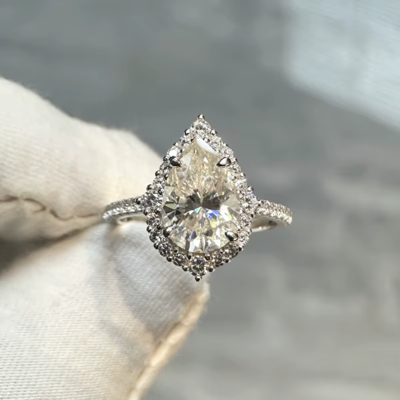 Bague en diamant Moissanite couleur D 4ct