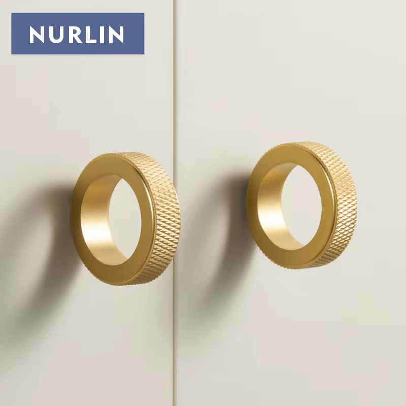 Nurlin en laiton massif diamant-coupe croix moletée anneau circulaire armoire boutons meubles tiroir doigt