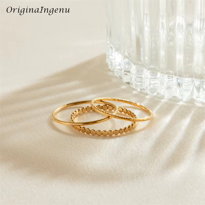 Ensemble de matiques empilables en or 14 carats pour femmes