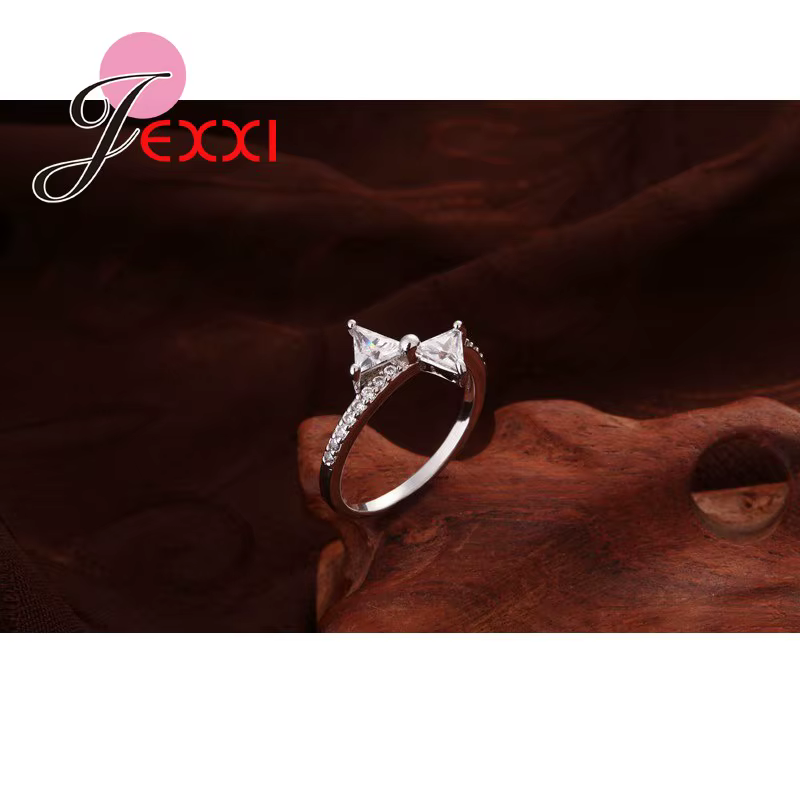 Bagues nœud papillon en argent regardé 925 pour femmes