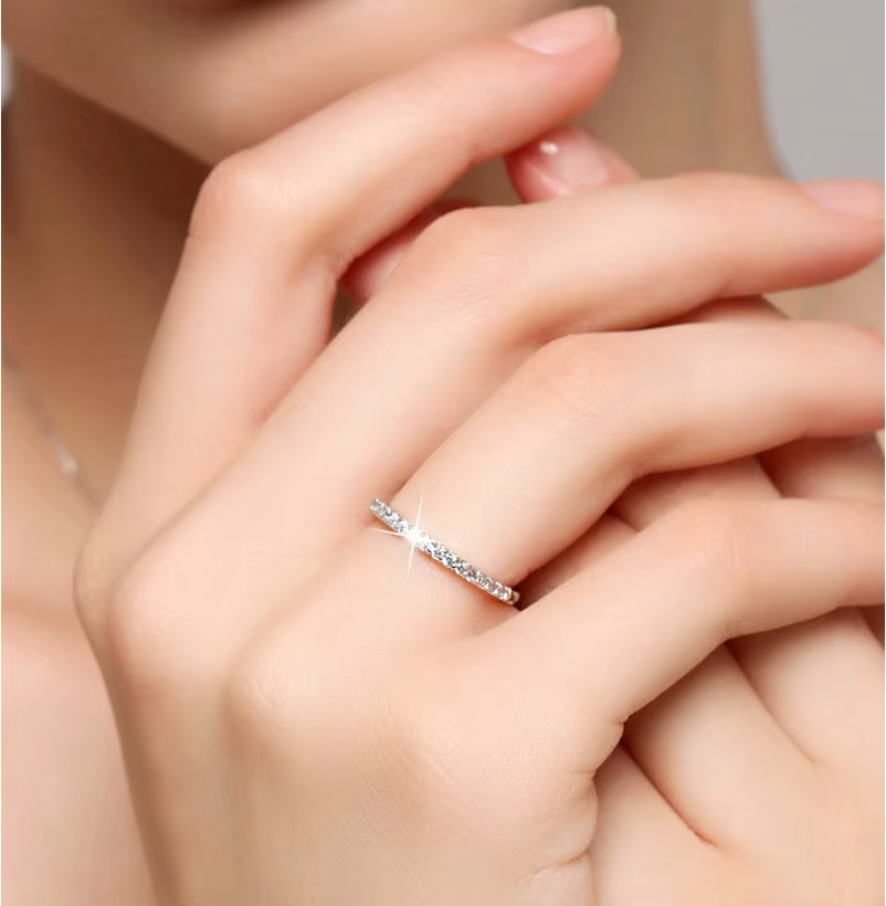 Bague en argent 925 avec zircon brillant pour femme