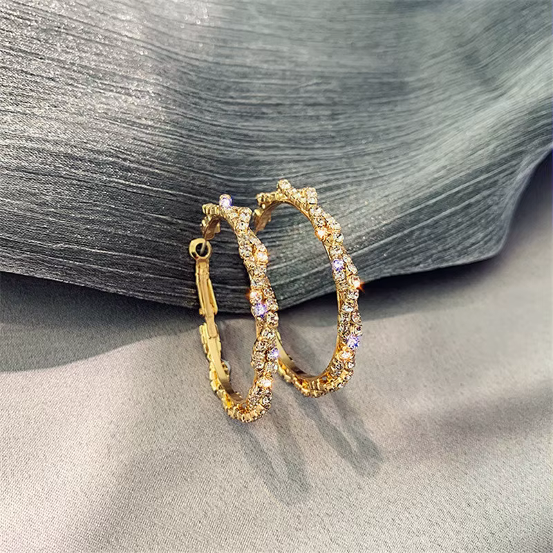 Boucles d'oreilles rondes en cristal pour femmes