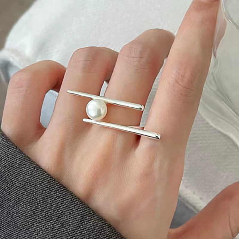 Bagues en argent Sterling 925 avec perles pour femmes et Couples