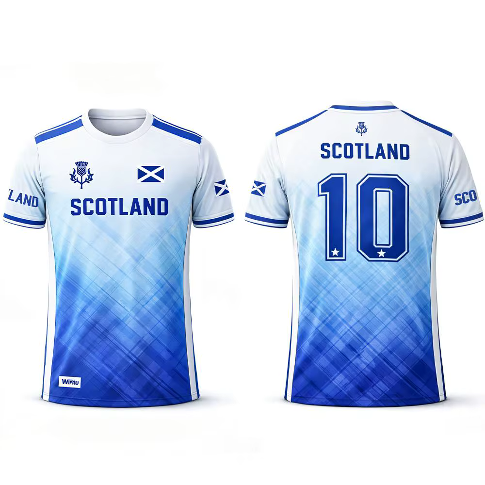 T-shirt imprimé drapeau écossais 2026 – Maillot de football respirant et à séchage rapide pour homme – Tenue d'entraînement quotidienne – Cadeau pour supporter