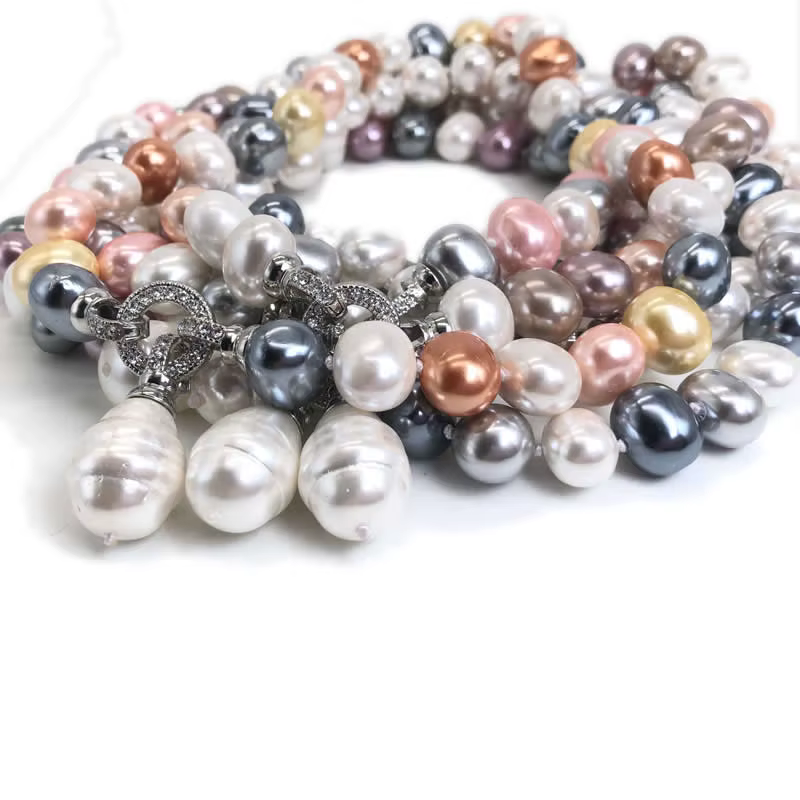 Collier de perles de culture d'eau douce de pomme de terre blanche de 12 à 15m
