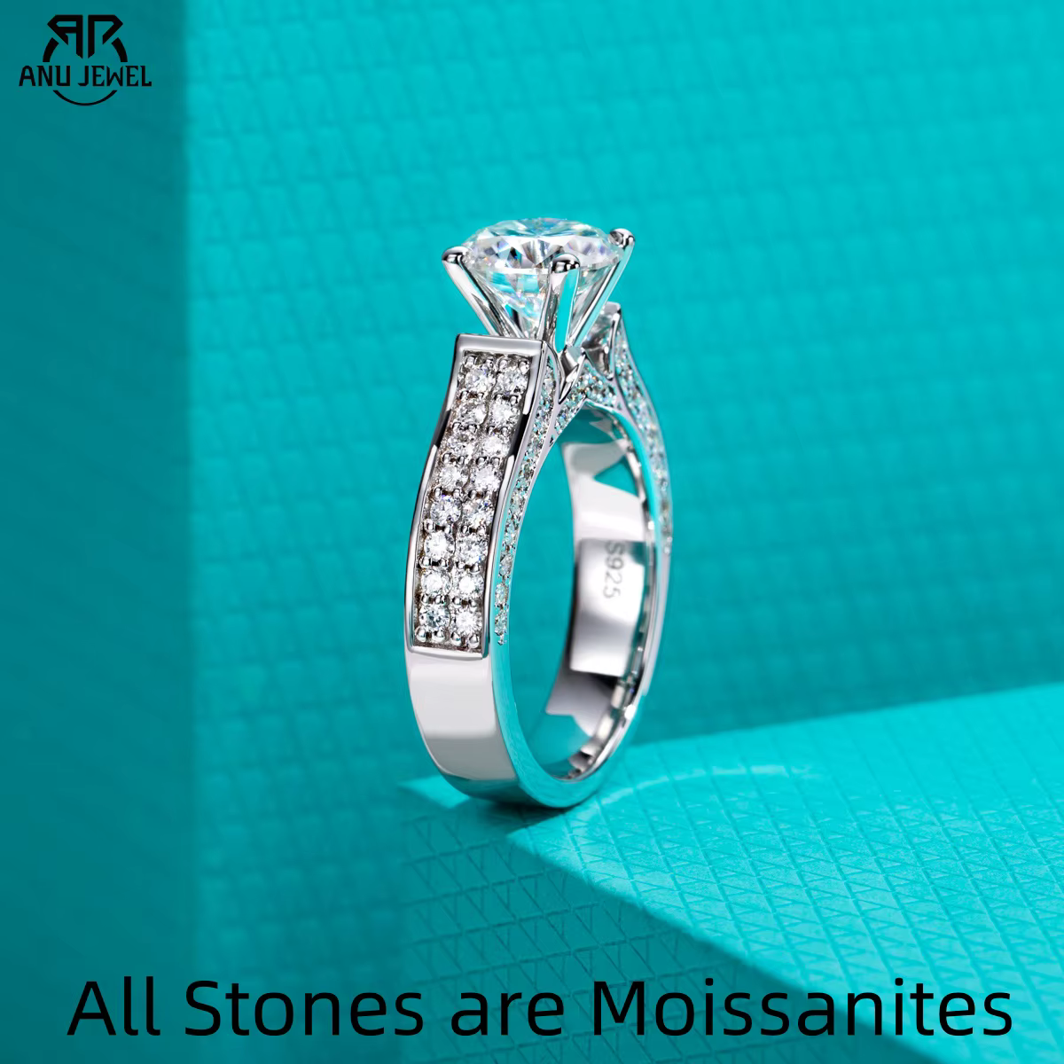 2ct Moissanite bague de fiançailles pour les femmes 925 en argent Sterling 18k plaqué or D couleur luxueux