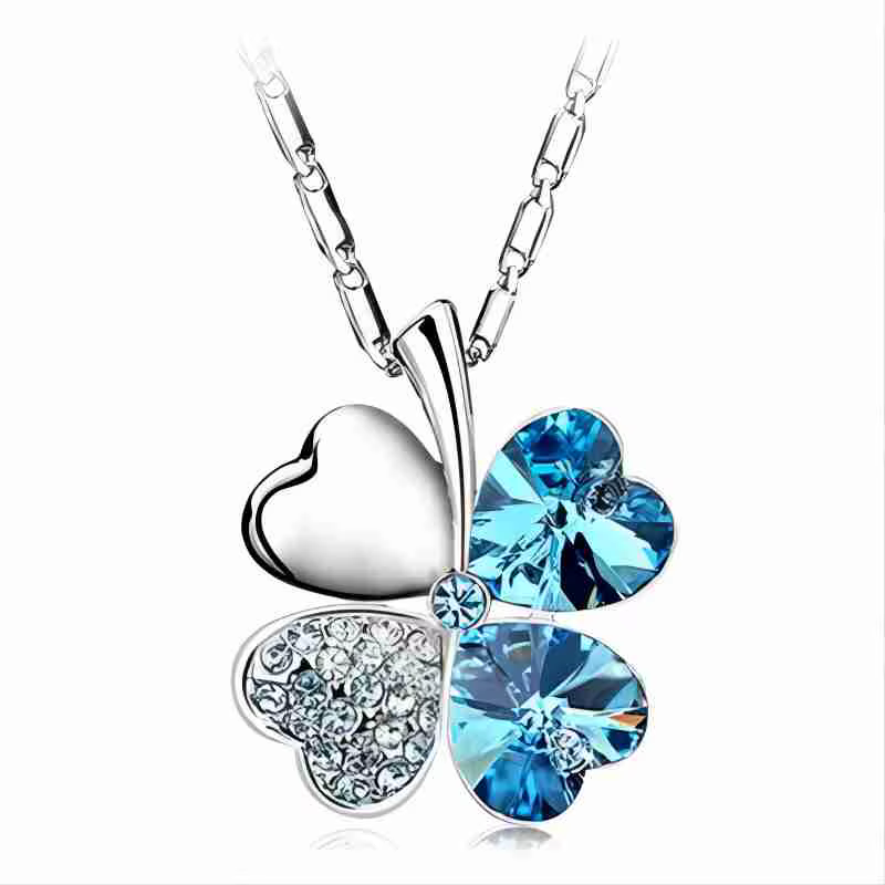 Cristal 4 feuilles trèfle pendentif colliers amant cadeau d'anniversaire qualité mode bijoux livraison directe charme fille
