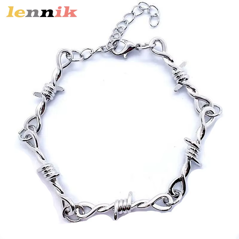 Bijoux LENNIK, collier chaîne en fil barbelé de style gothique punk hip-hop