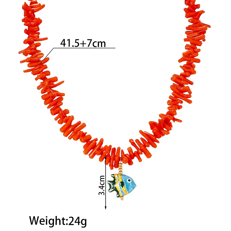 Collier de perles de corail imité Y2K pour femmes