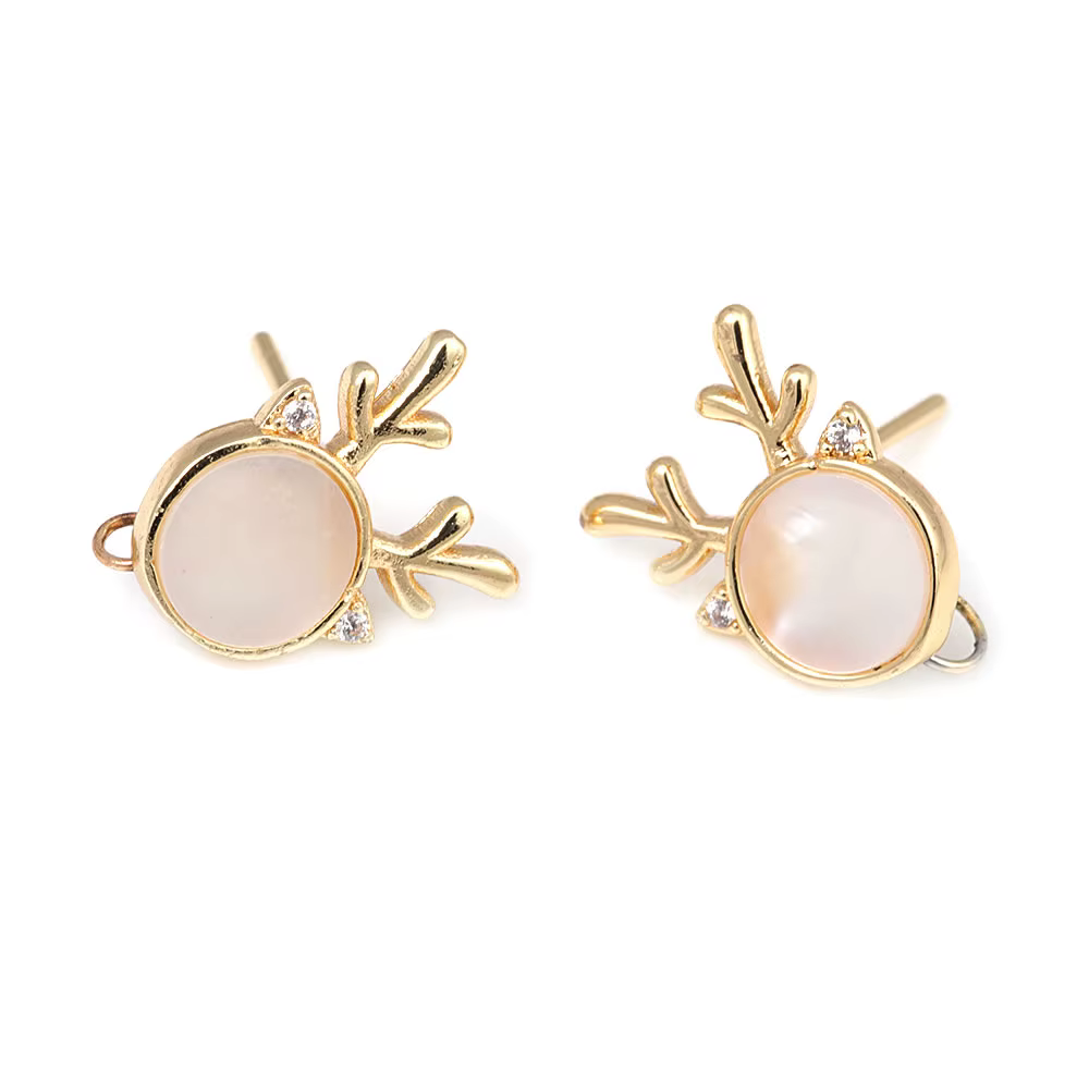 Boucles d'oreilles tête de Lion en laiton couleur or 18 carats
