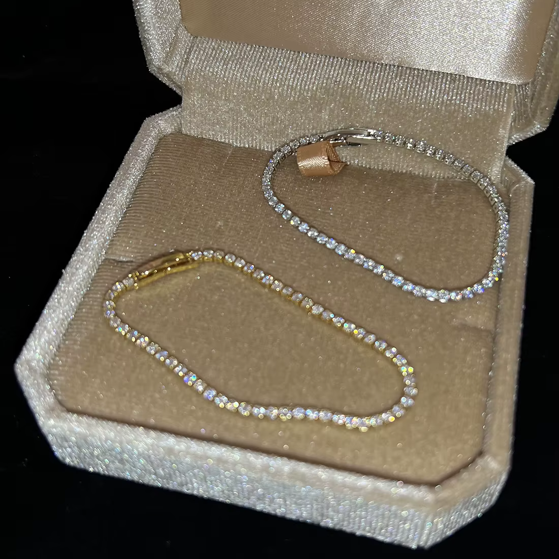 Bracelets de luxe classiques pleins de strass plaqués or 18 carats pour femmes