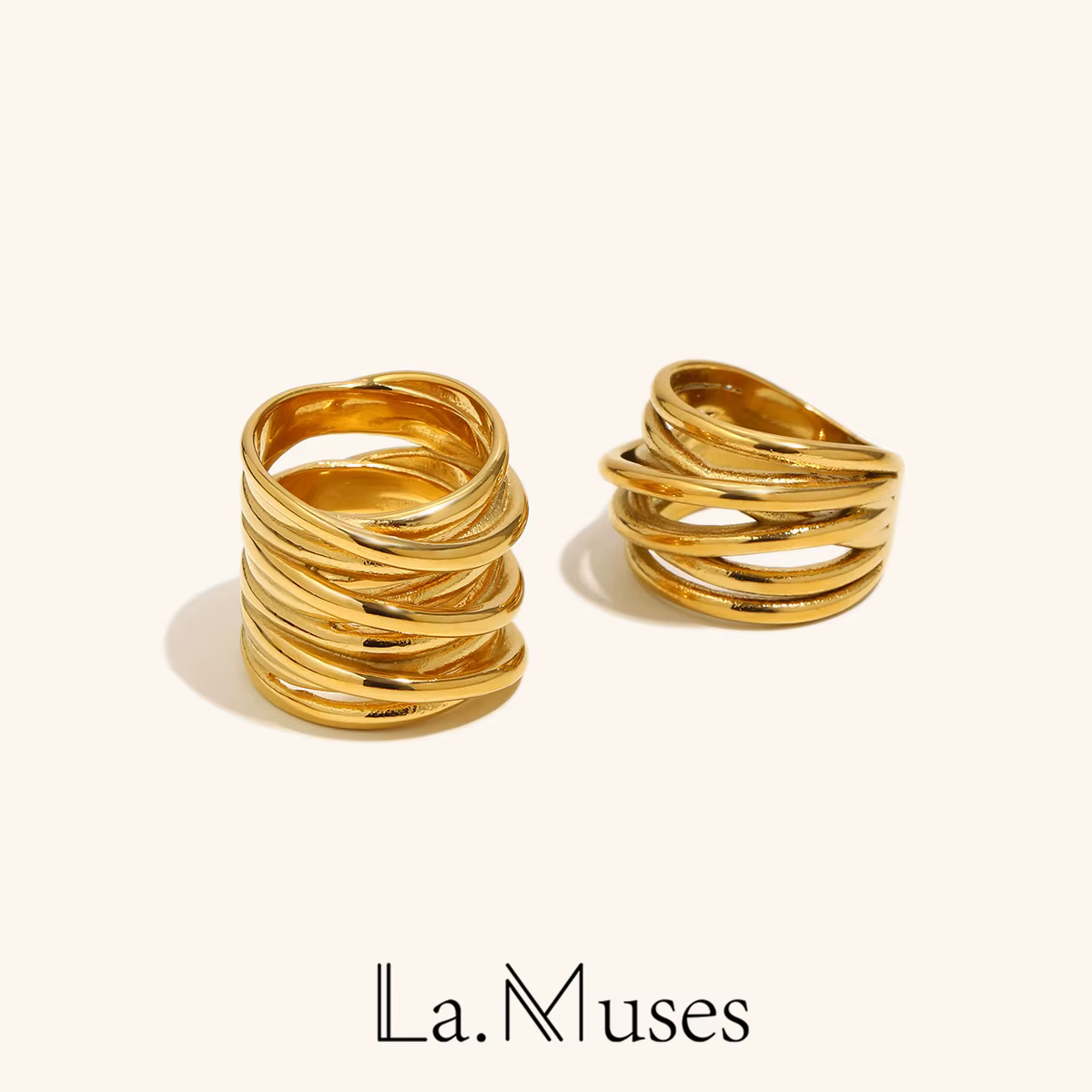LA.Muses – bague multicouche en acier inoxydable pour femmes