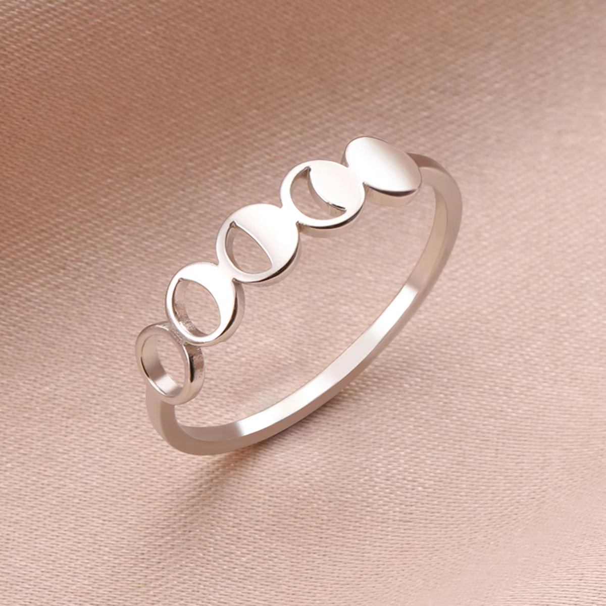 LIKGREAT Bague de phase lunaire en acier inoxydable pour femme