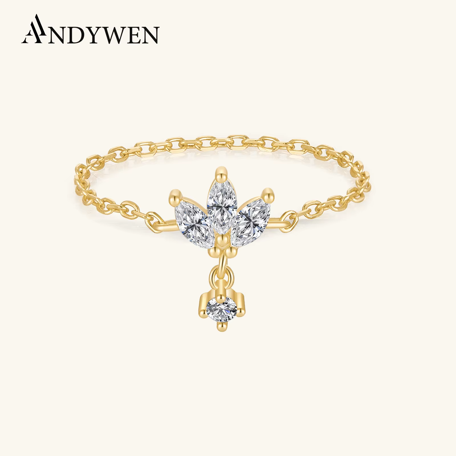 ANDYWEN 100% 925 argent Sterling or chaîne souple Zircon reine anneaux femmes luxe bijoux fins 2021 fête de mariage anniversaire