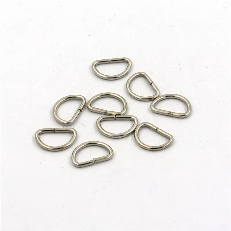 100 pièces rhodié largeur intérieure 11mm demi-rond en forme Non soudé D anneau anneaux de saut bricolage sac accessoires pour la fabrication de bijoux