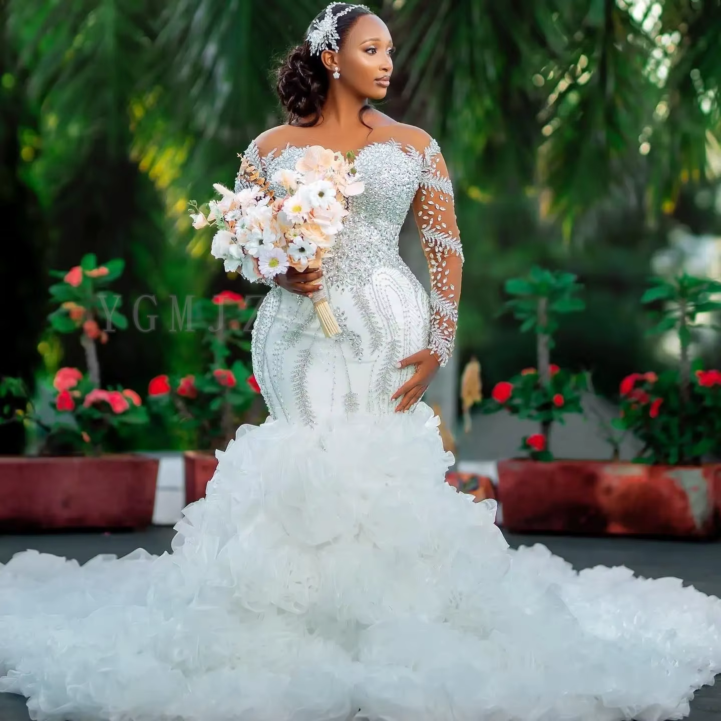 Robes de mariée africaines grande taille de luxe