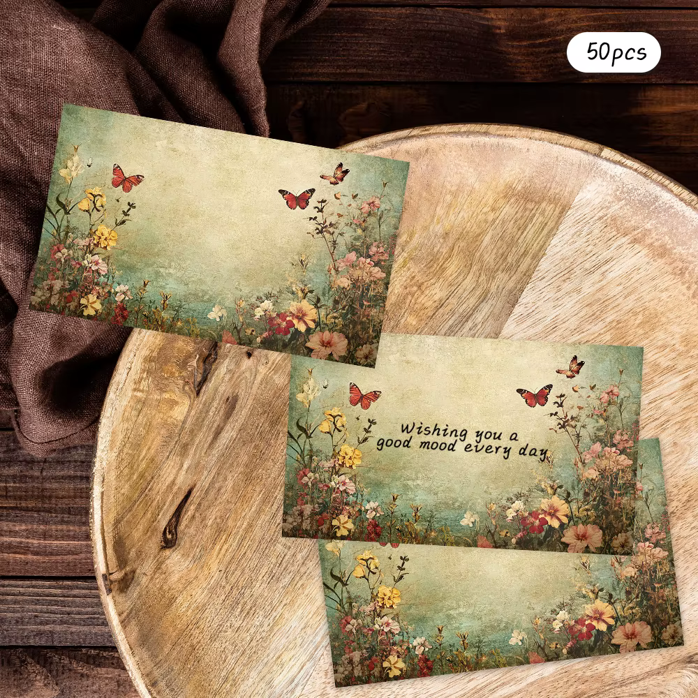 Cartes de vœux vierges florales Vintage