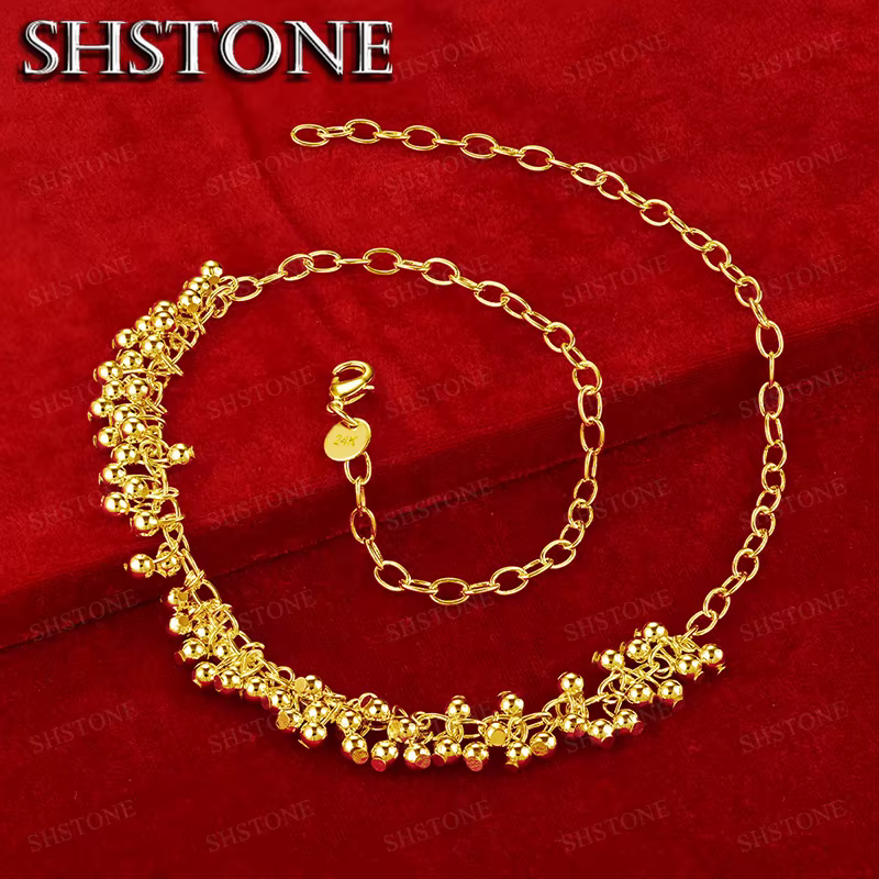 Collier en or 18 carats avec perles en forme de grappe de raisin pour femme