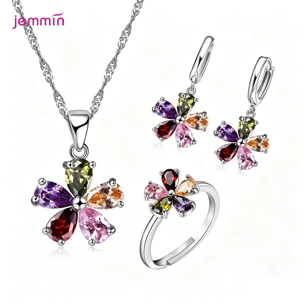 Ensemble de bijoux élégant en argent sterling 925 véritable