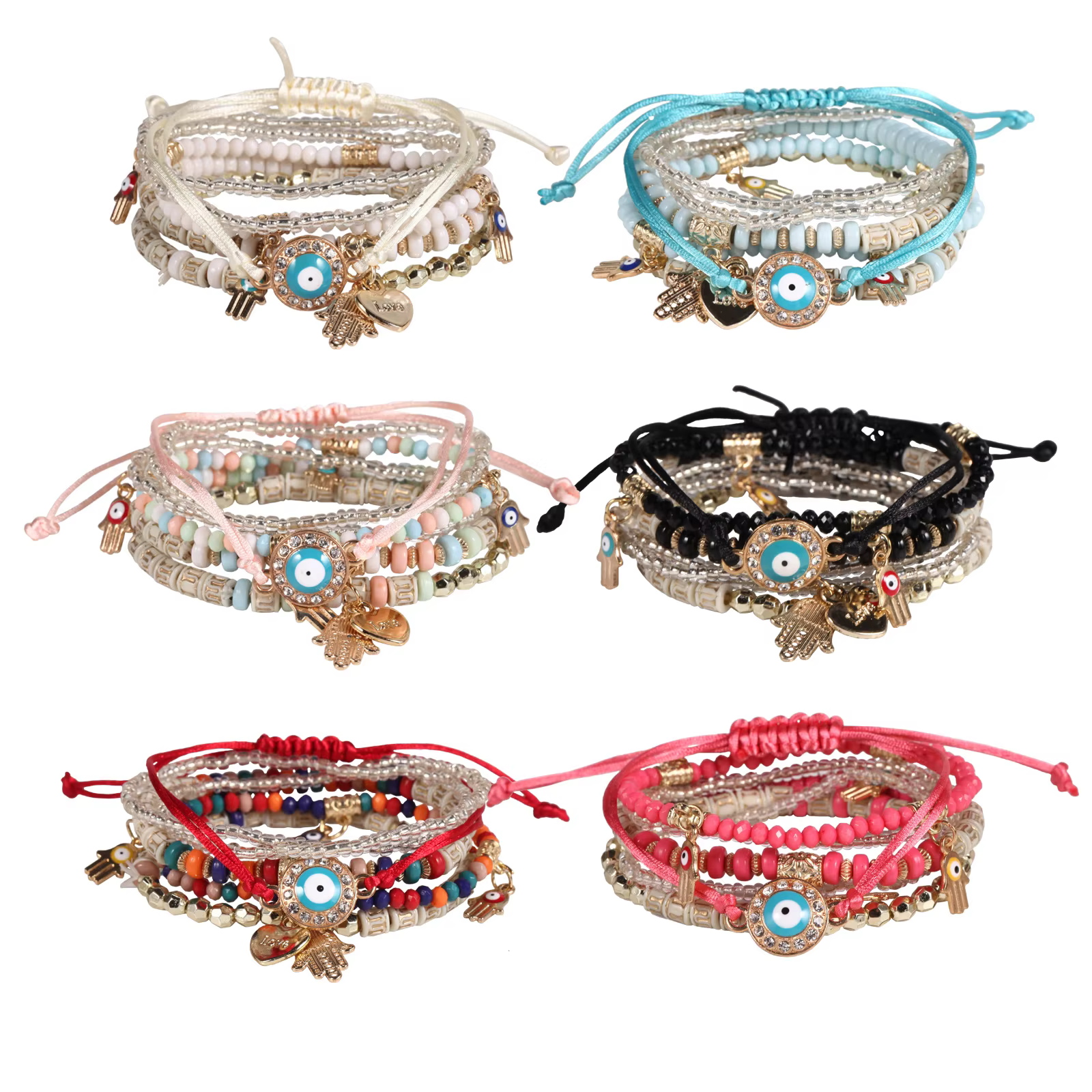 Ensemble de bracelets en perles mauvais œil pour femmes