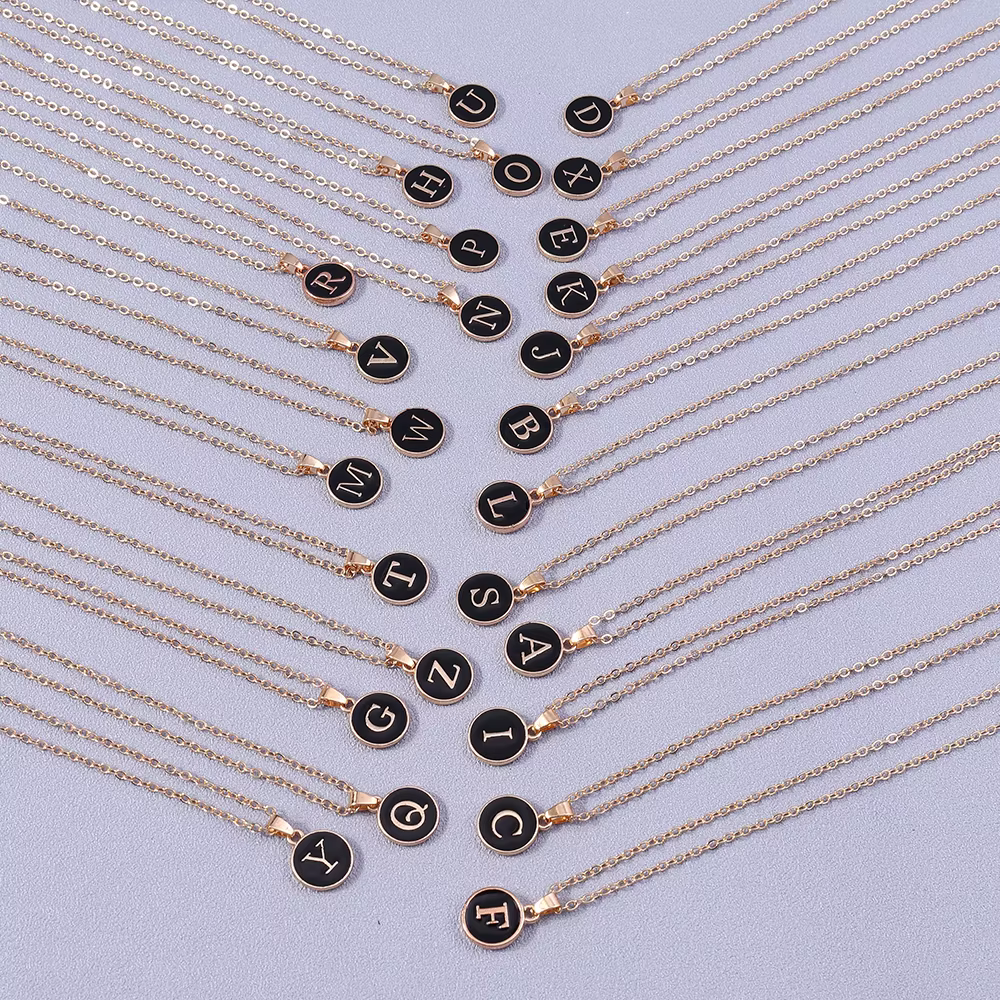 Bijoux pour femmes nom initiales 26 lettres pendentif collier émail A-Z Alphabet colliers filles cadeaux d'anniversaire
